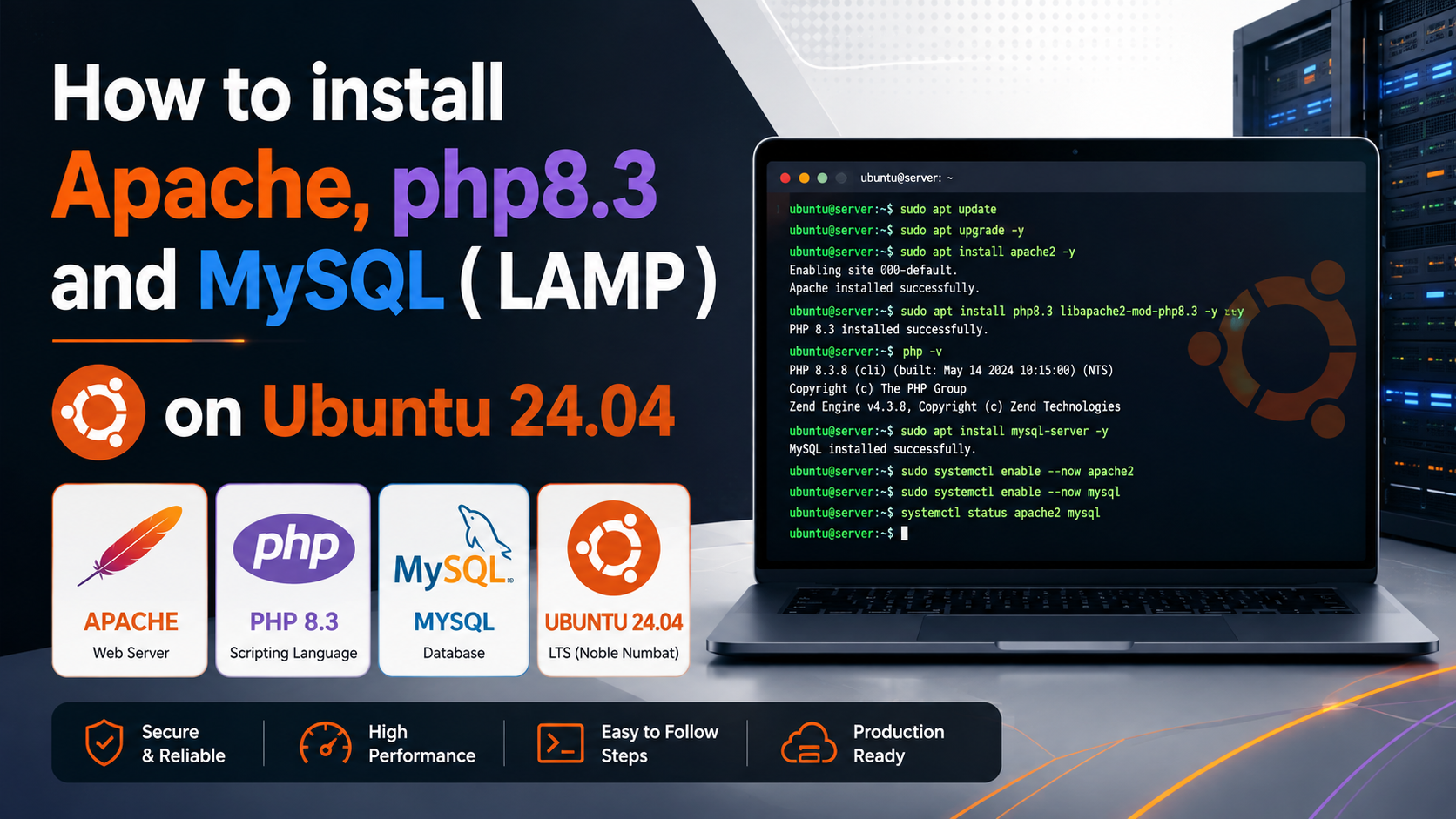 How to install Apache, php8.3 and MySQL ( LAMP ) on Ubuntu 24.04