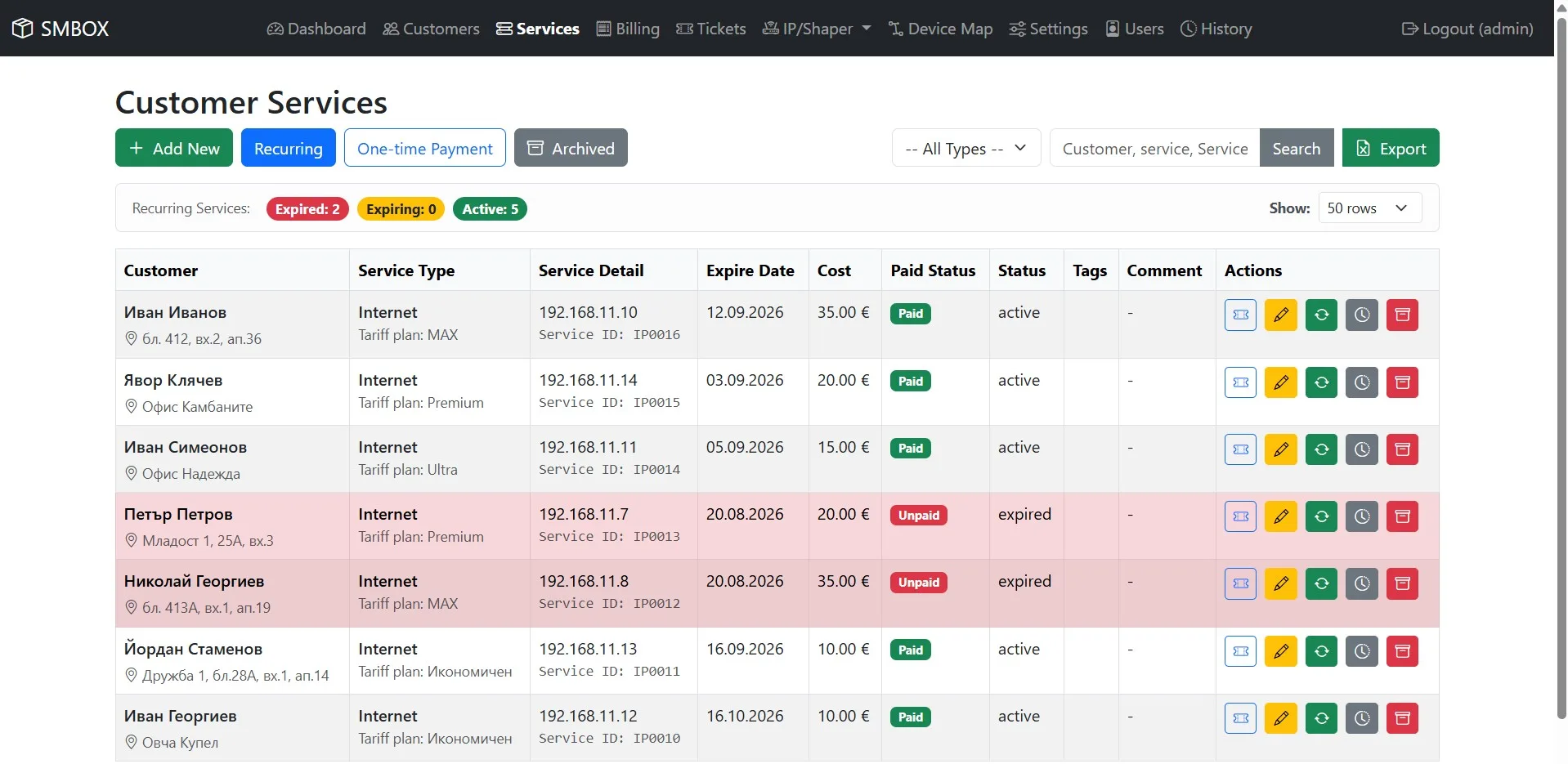 SMBOX - IP Accounting and Billing